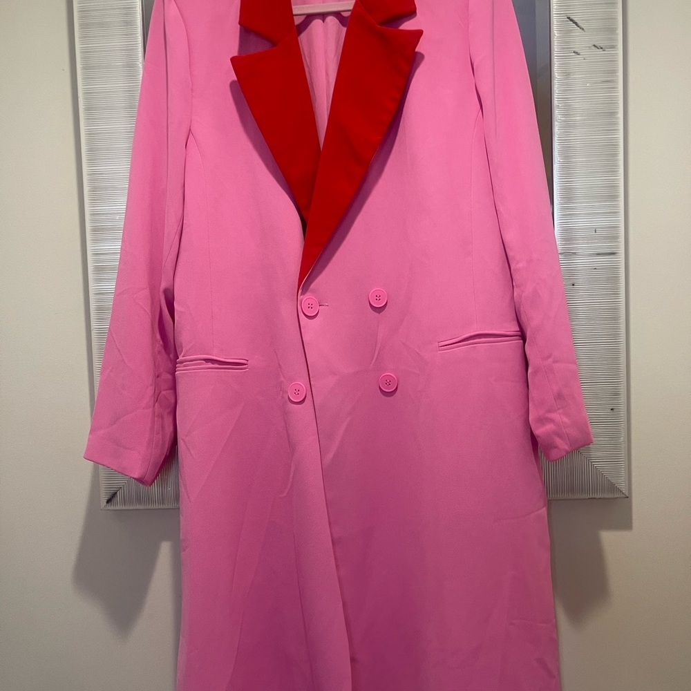 Pink and Red Women's Blazer Dress